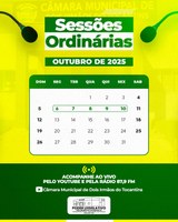 Câmara de Dois Irmãos do Tocantins Convoca Comunidade para Sessões Ordinárias de Outubro 