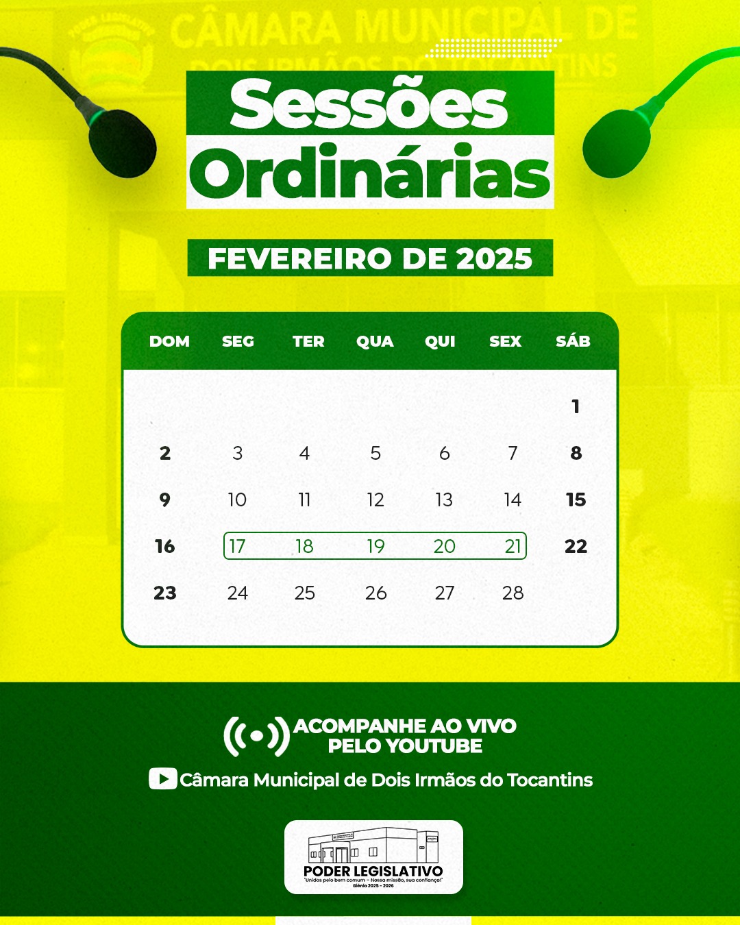 Participe das Sessões Ordinárias da Câmara de Vereadores de Dois Irmãos!